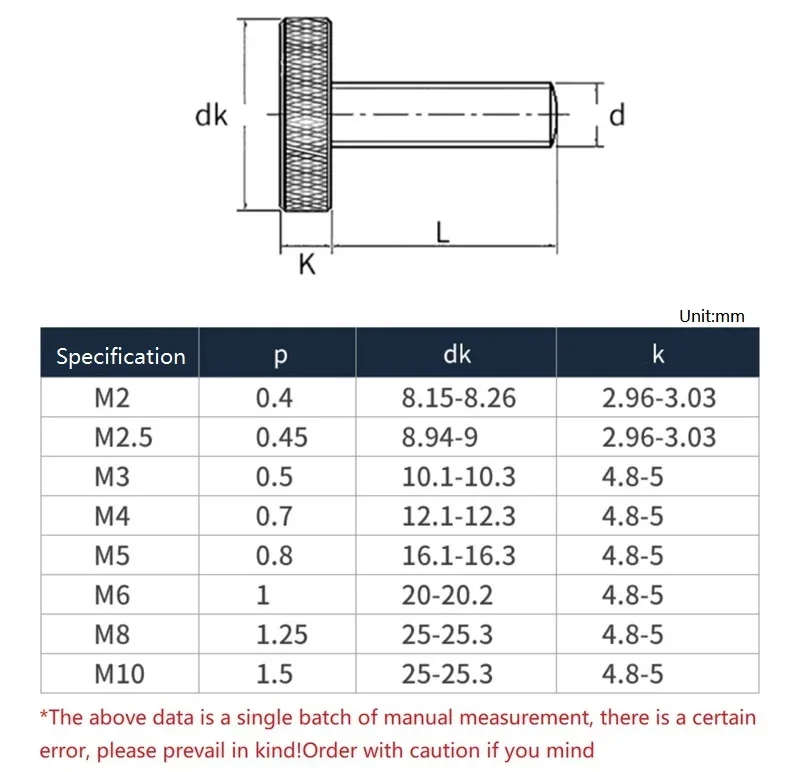 M2 M2.5 M3 M4 M5 M6 M8 M10 Gb835 304 Stainless Steel Knurl Flat Hand Tighten Curtain Wall Glass Thumb Screw Bolt