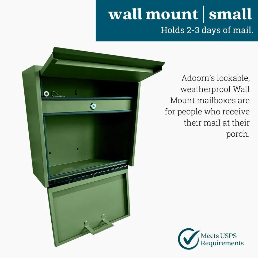 Wall Mount Mailbox - Small, Anti-Theft Locking Mailbox, Weatherproof Mailboxes for Outside The House, 13.5