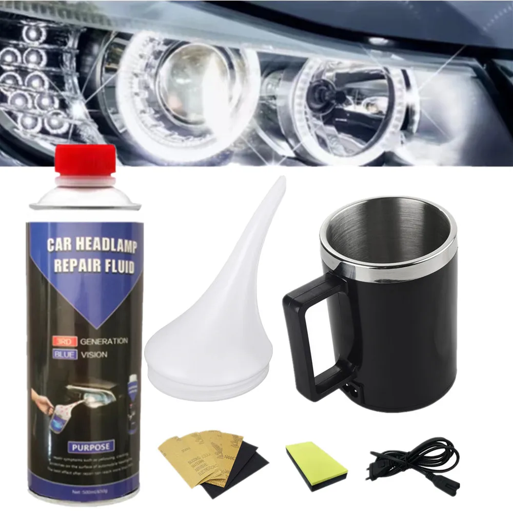 مجموعة تلميع إصلاح المصابيح الأمامية للسيارات، مبخر المصباح الأمامي، مجموعة ترميم مضادة للخدش، سائل بوليمر لمصباح السيارة