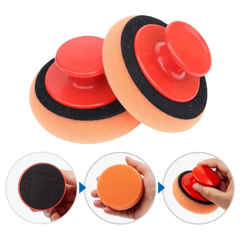 Car Waxing Sponge With Handle High Density Polish Pads Car Detailing Buffing Wipe Polisher Kit Tool Car Polishing Cleaning Tools