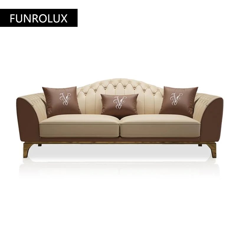 Modern leather sofa living room large apartment first layer cowhide sofa