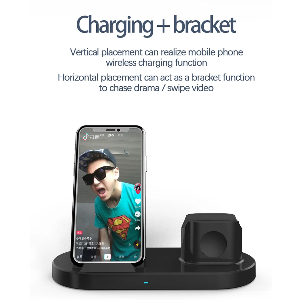 15W 빠른 무선 충전기 브래킷 아이폰 12 11 XS 최대 x 8 플러스 충전기 공항 프로 애플 시계 6 5 4 3 스탠드 충전 3IN1