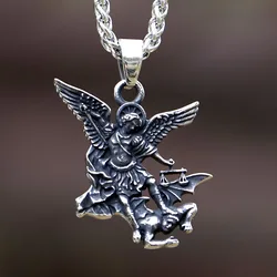 2023 New Stainless Steel Catholic Patron Saint Pendant Michael St. Michael The Archangel Pendant Necklace Dropshipping fior gift