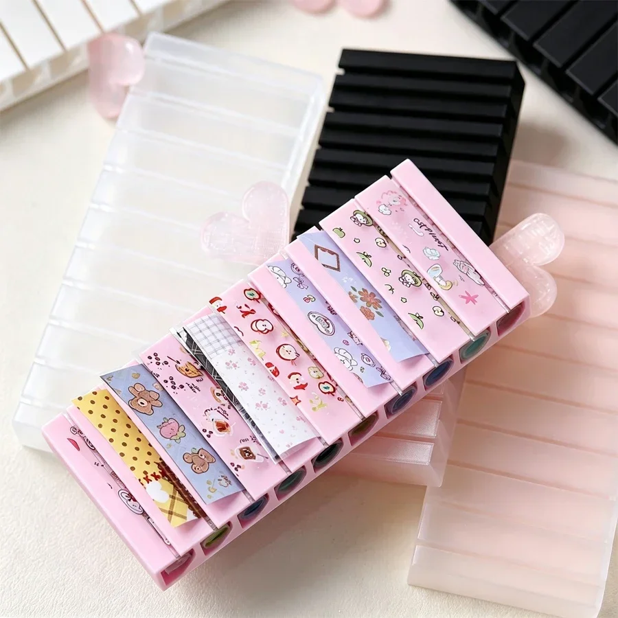 Macaron Colors Nail Foils Gradient Transfer Sticker Storage Box Nail Art Stripe Manicure Decals Organizer Tool
