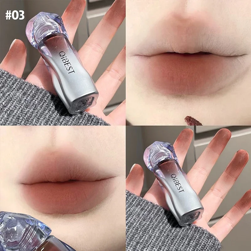 QIBEST Matte Velvet Liquid Lipstick Natural Long-Lasting Highly Pigmented Lip Mud Portable Finish Universal Lip Gloss Cosmetics