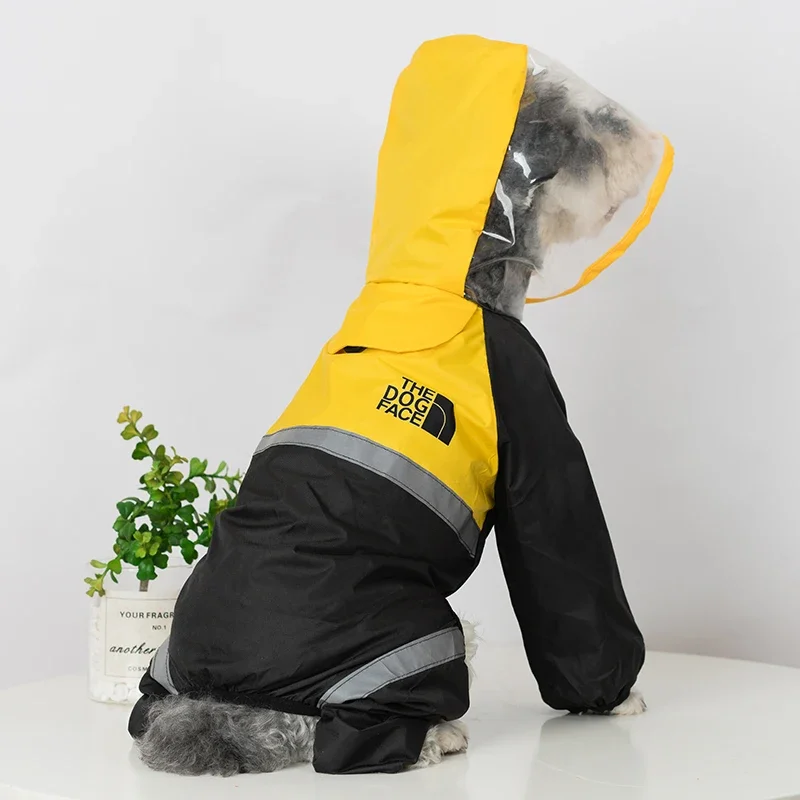 

Fashion Dog Raincoat The Dog Face Pet Clothes Jumpsuit Waterproof Dog Jacket Dogs Water Resistant Clothes for Small Media Dogs
