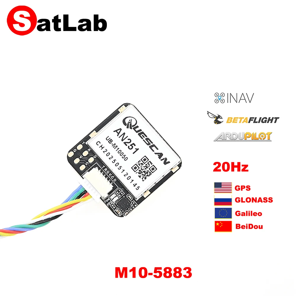 

QUESCAN 20 Гц Дрон FPV M10 GPS GNSS-модуль с компасом 5883 для Ardupilot Betaflight PIX4 INAV GPS Поддержка всех созвездий