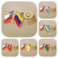 Chile and Uruguay Uzbekistan Vanuatu Vatican City State Venezuela Vietnam Double Crossed Friendship Flags Brooches Lapel Pins