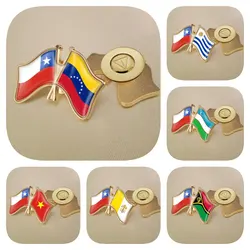 Chile and Uruguay Uzbekistan Vanuatu Vatican City State Venezuela Vietnam Double Crossed Friendship Flags Brooches Lapel Pins