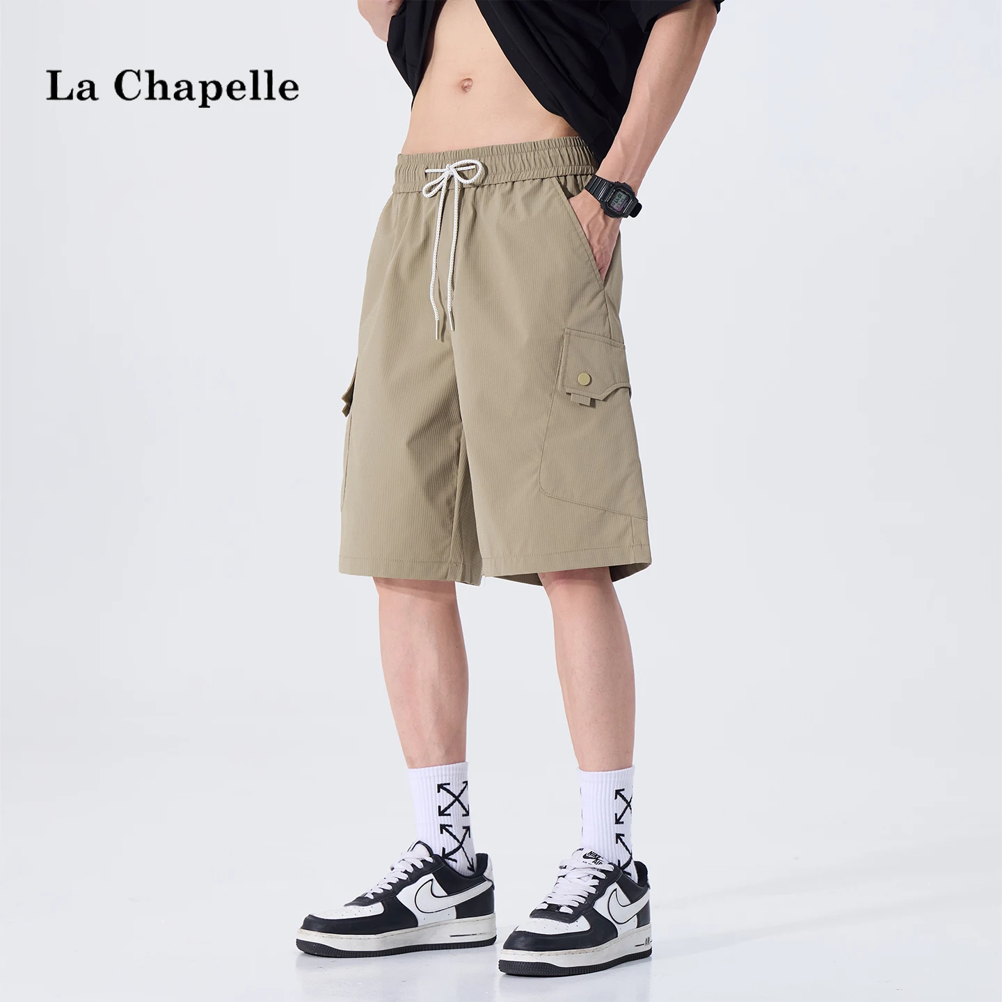 

La Chapelle Ice Silk повседневные мужские летние тонкие свободные прямые брюки для бега и работы пять четвертей молодежные активные брюки