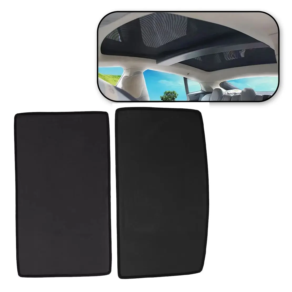 

Roof Sunshade Cover Front & Rear Top Window Sun Heat Mesh Fit for Tesla Model S 2016 2017 2018 2019 2020 New