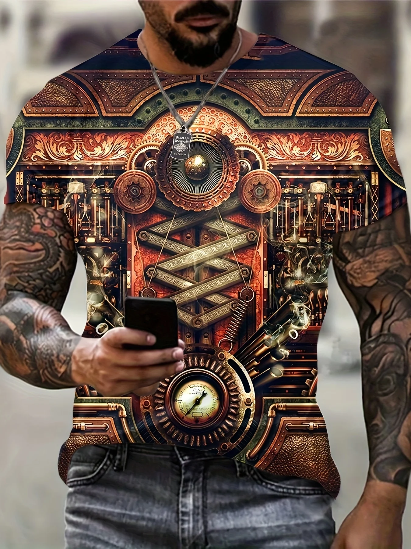 

2024 new multi-color T-shirt mechanical printing men's short sleeves