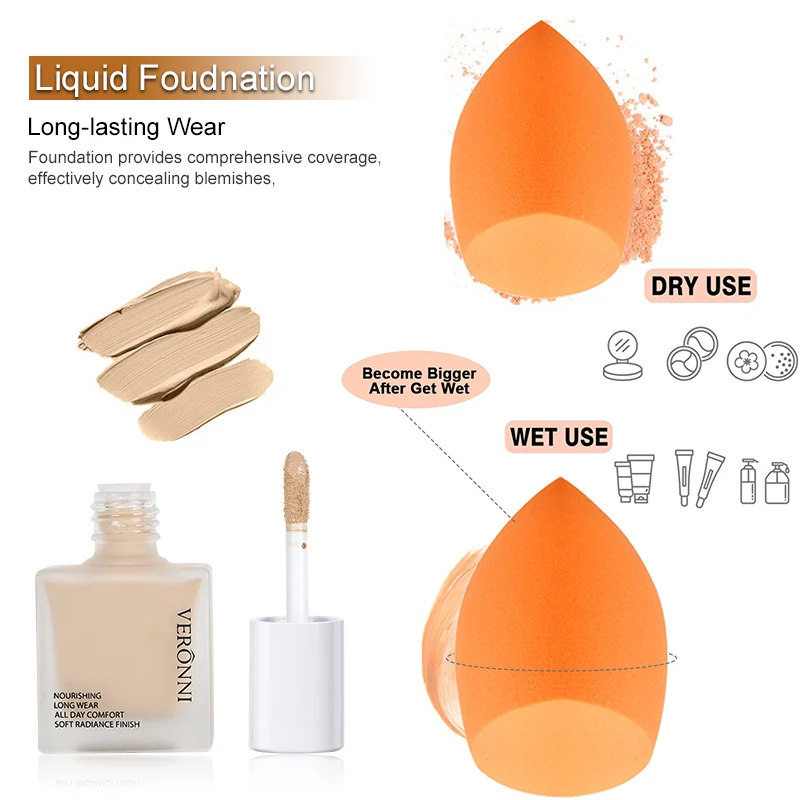 페이스 메이크업 세트, 액체 파운데이션 루즈 파우더 프라이머, 방수, 오래 지속되는 풀 커버리지 컨실러, 여성 화장품, 페이스 메이크업