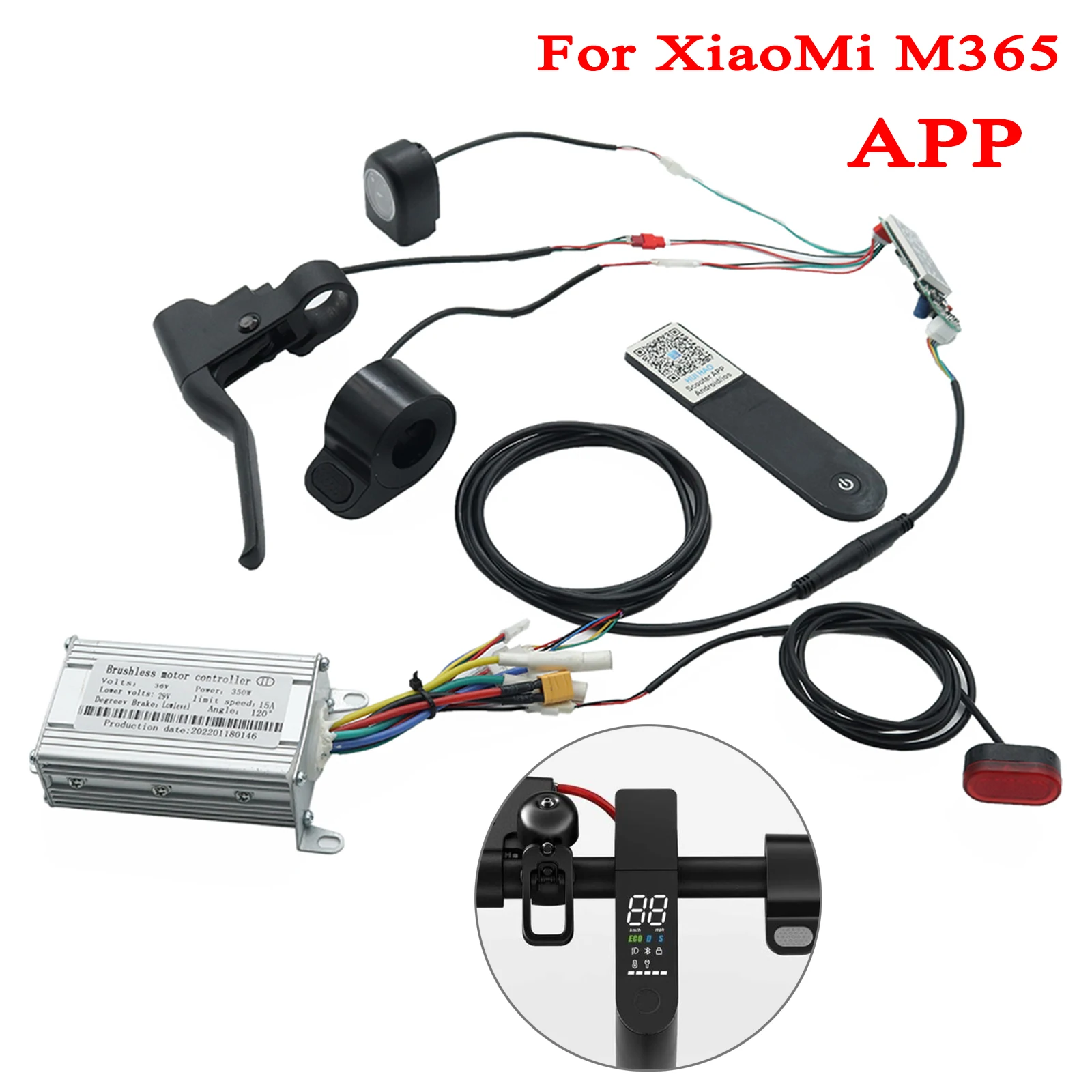 36V 350W Electric Scooter Controller EScooter Controller &Dashboard &Accelerator & Lights Sets Scooter Replace Suit Accessories