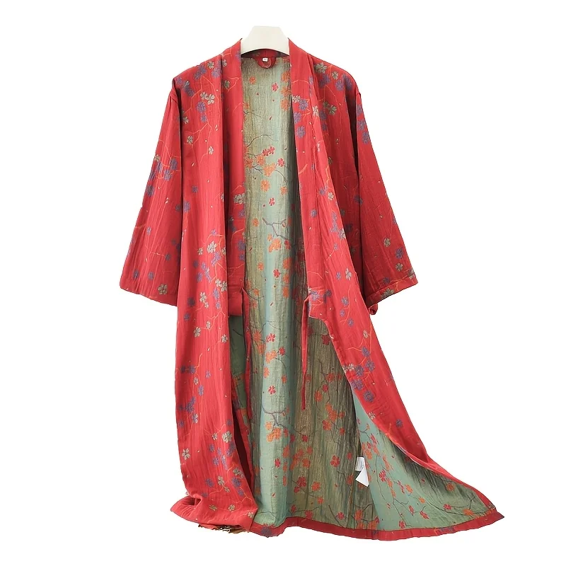 Herren-Bademantel aus Baumwolle in Übergröße, rotes Blumenmuster, weich, saugfähig, schnell trocknend, perfekt zum Schwimmen, Baden, Strandurlaub, Maschine