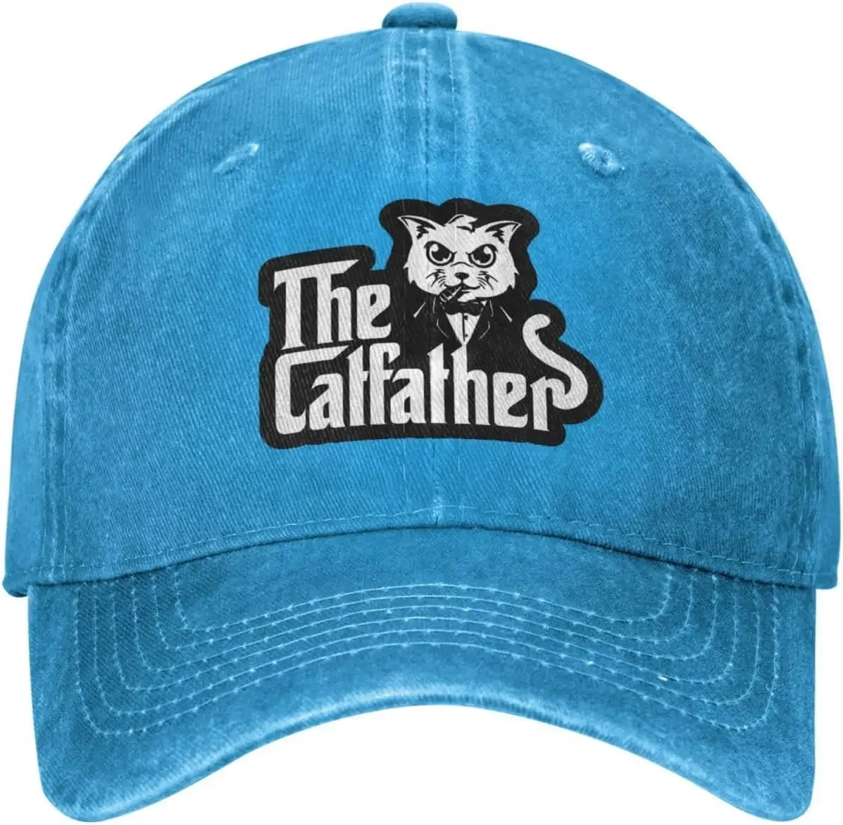 De Catfather Classic Baseball Cap Wash Retro Cowboy Trucker Hat Deep Heather