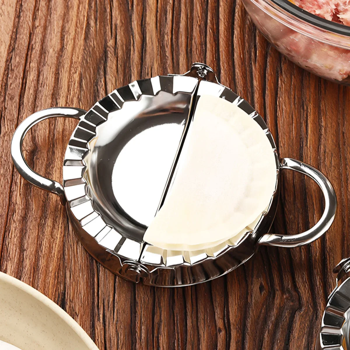 

Stainless Steel Dumpling Mould, Multi-Purpose Dough Cutter,DIY Jiaozi Mold Pastry Baking Tool Pancake mold Silicone mat Spatula