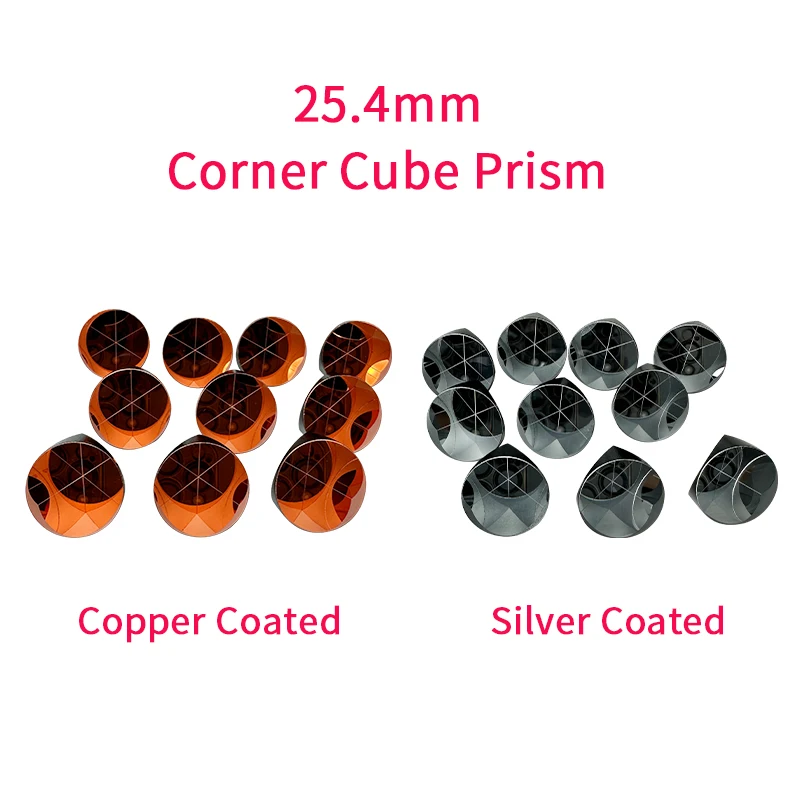 K9 Optical Glass Trihedral Retroreflector Diameter 25.4mm/1 Inch Copper Coated Silver Corner Cube Prism