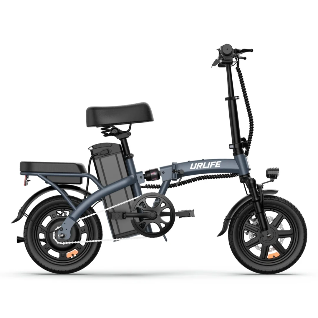 URLIFE F1L Elektrische fiets voor volwassenen, 250W motor, opvouwbare e-bike, 14-inch banden, woon-werkverkeer e-bike, 48V7.5AH batterij, 25KM/H stads elektrische fiets