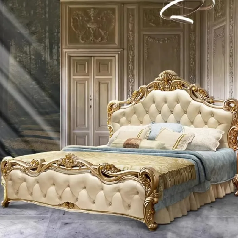 غرفة نوم إطار سرير أوروبي مصمم تخزين وحدات فاخرة على الطراز الأوروبي سرير الجمال منضدة Cama De Casal أثاث الشمال #2
