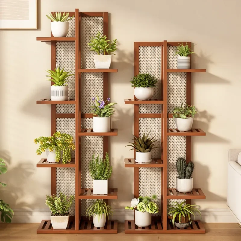 Tall Ladder Plant Stand Multi Tier Flower Pot Rack Vertical Display Shelf for Indoor Living Room Balcony Orchid Storage