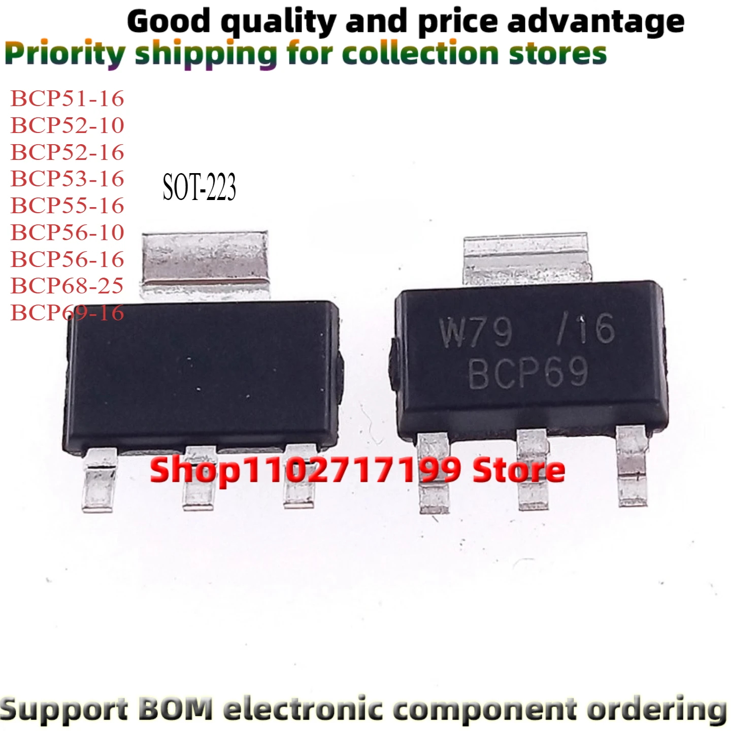 10-3000PCS/Per Pack BCP51-16 BCP52-10 BCP52-16 BCP53-16 BCP55-16 BCP56-10 BCP56-16 BCP68-25 BCP69-16 SOT-223 SMD