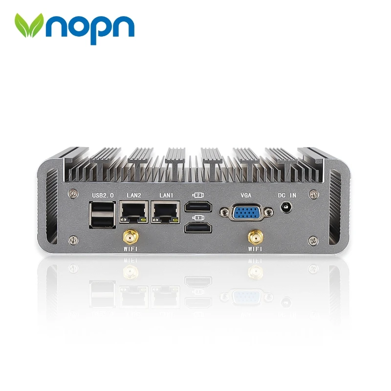 Vnopn i3 i5 i7 الجيل الخامس بدون مروحة 2 * LAN 2 * COM 2 * HDMI Win10 / Linux صندوق صناعي كمبيوتر صغير