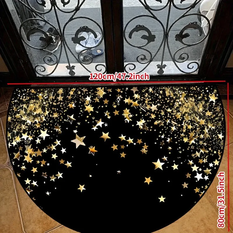 Merry Christmas Typography Semi Circle Doormat Plaid Pattern Welcome Mat