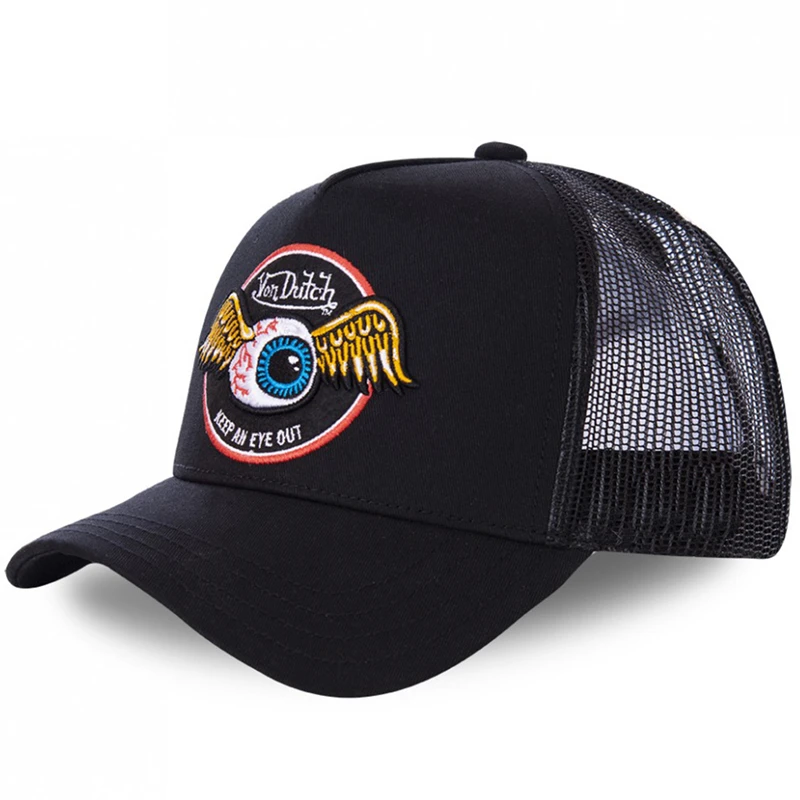 Casual fashion VON Baseball Cap Breathable shade Alphabet embroidery Sunblock Mesh Embroidered DUTCH Trucker Hat image 3