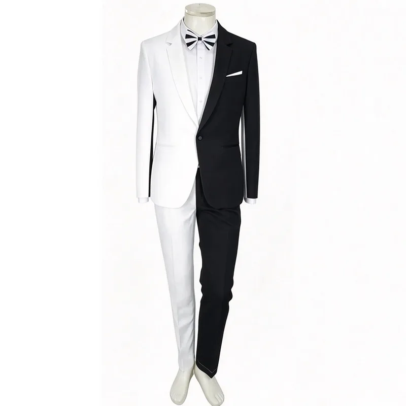 Irregular Colorful Men's Suit Fashion Slim Blazers Trousers Sets Nightclub Magician Performance Halloween Party Stage Costume