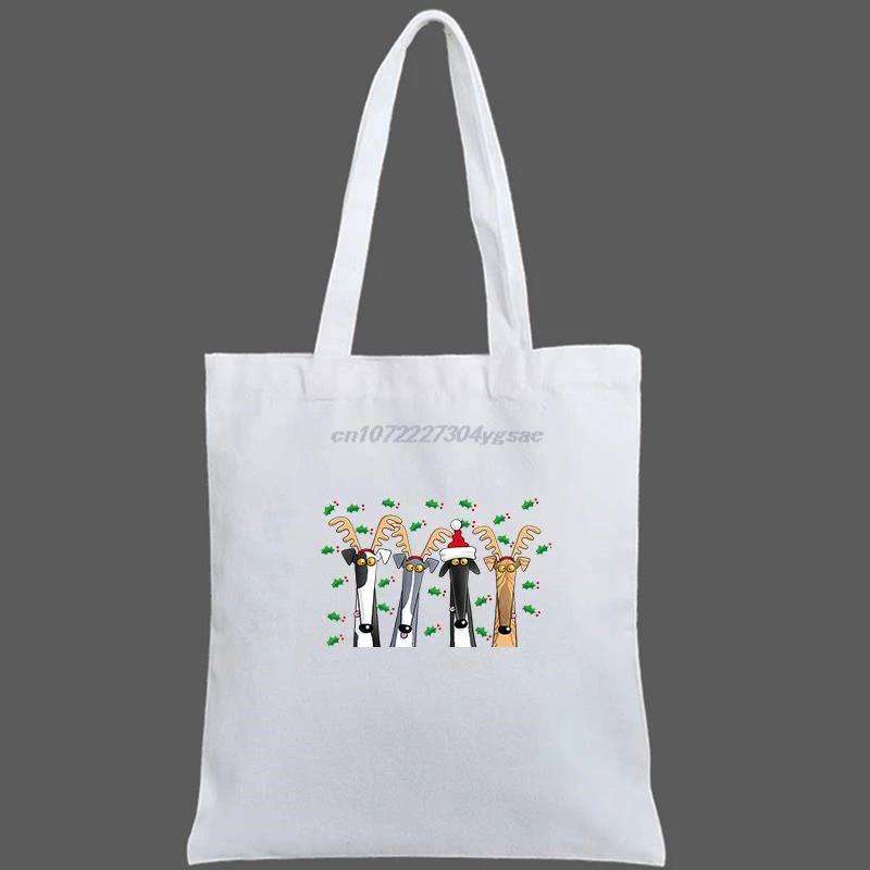 Christmas Antlers Greyhound Dog Love My Pet Tote Bag women Harajuku shopper handbag girl Shoulder shopping bag Lady Canvas Bag