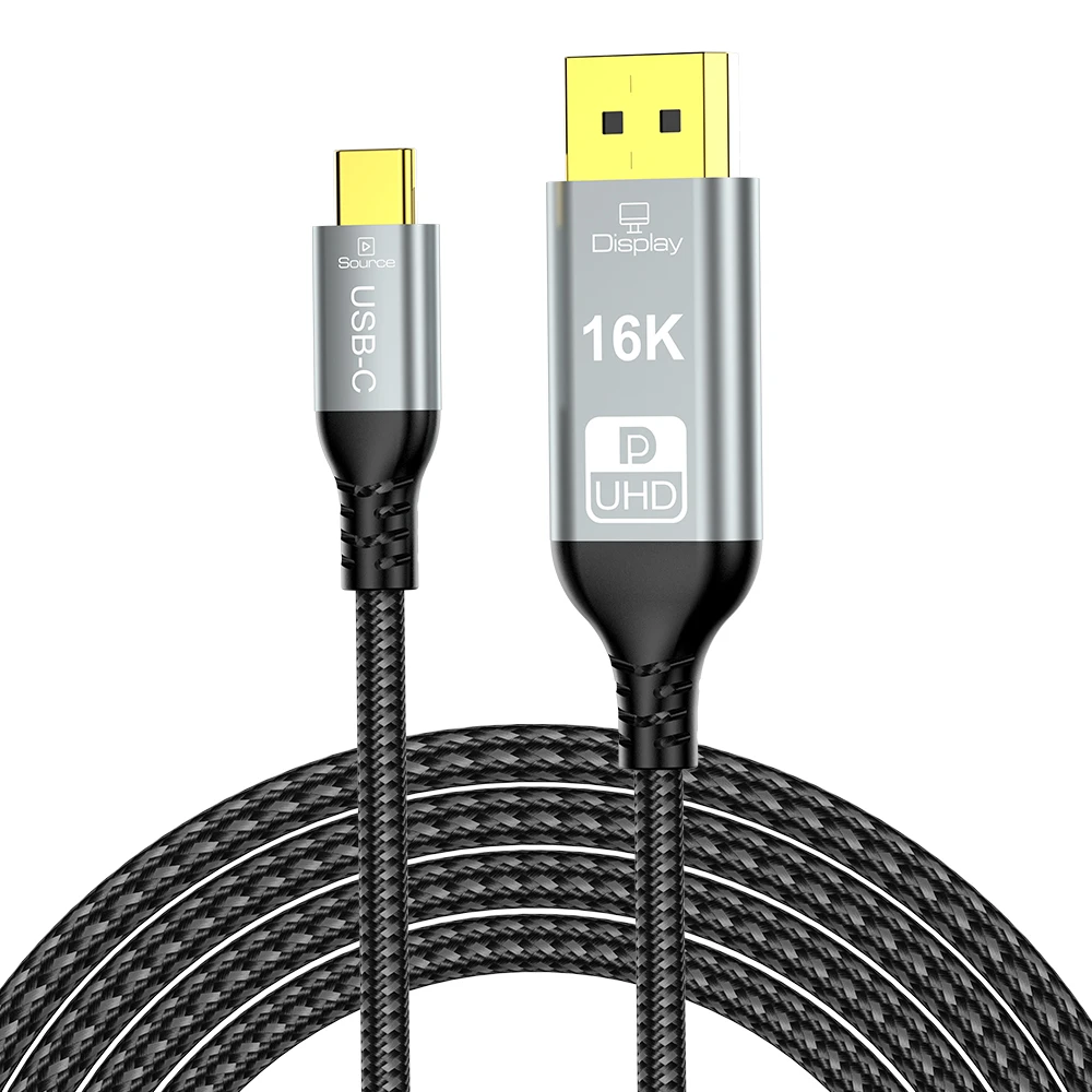 Кабель DECONN USB C — DisplayPort 2.1, кабель 16K 30 Гц 8K 60 Гц 4K 240 Гц, кабель Thunderbolt 4/3–DP 40 Гбит/с Кабель DECONN USB C — DisplayPort 2.1, кабель 16K 30 Гц 8K 60 Гц 4K 240 Гц, кабель Thunderbolt 4/3–DP 40 Гбит/с