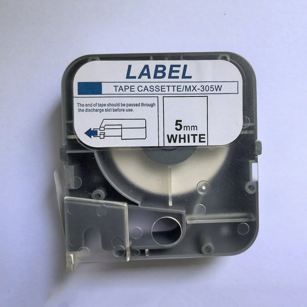 2PCS Label Tape  LM-WX305W 5mm White Sticker For MAX LETATWIN Cabel ID Printer LM-380E, LM-390A/PC, PT-1010 Label Typewriter