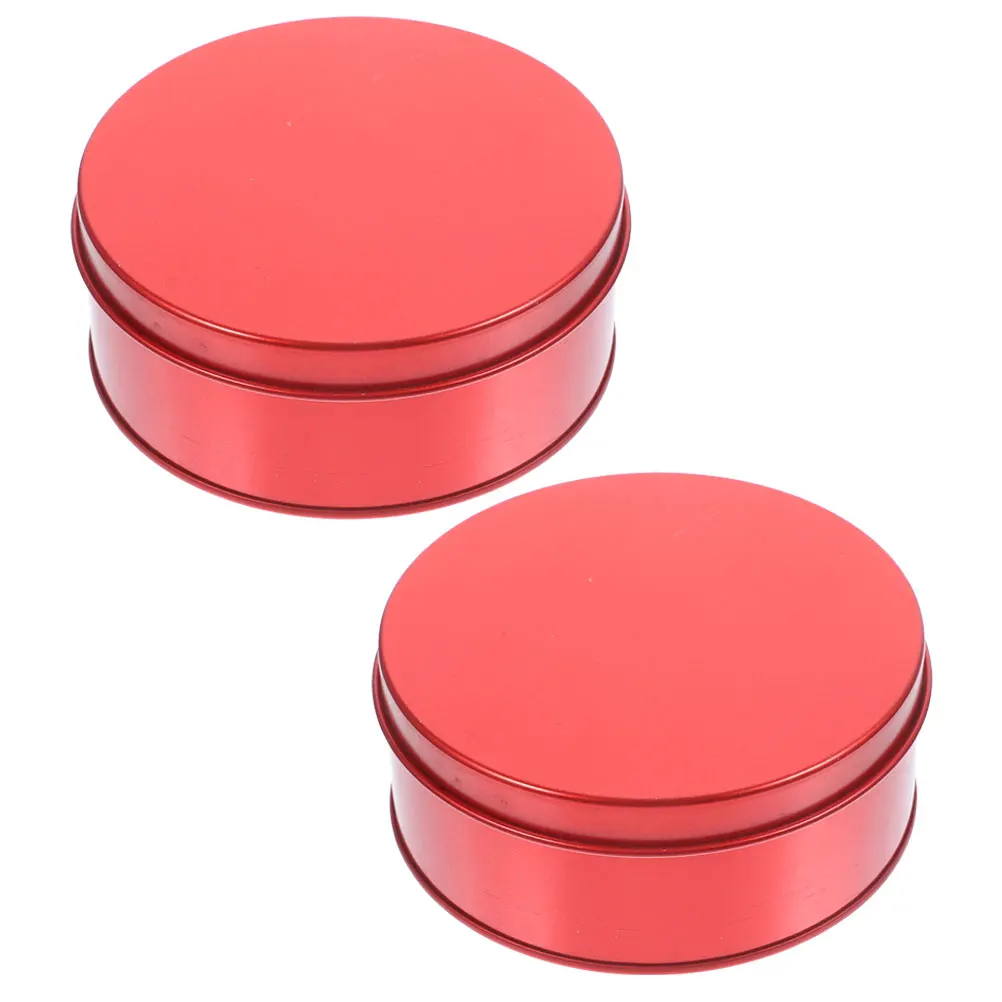 

2Pcs Marokoutie Candy Tinplate Box Small Round Metal Storage Box Cookie Tins Decorative Storage Xmas Candy Jar