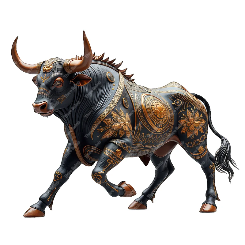 Three Ratels CF71 Strong black bull art wall stickers for home decoration, personalized car decals