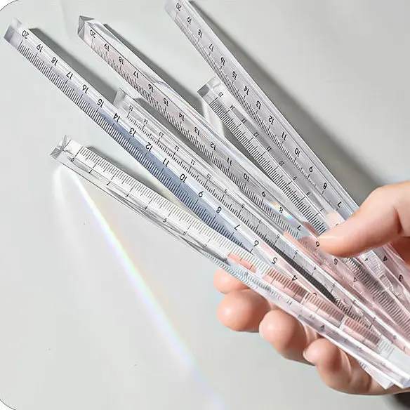 Simple and transparent triangular ruler, student unprinted drawing measurement