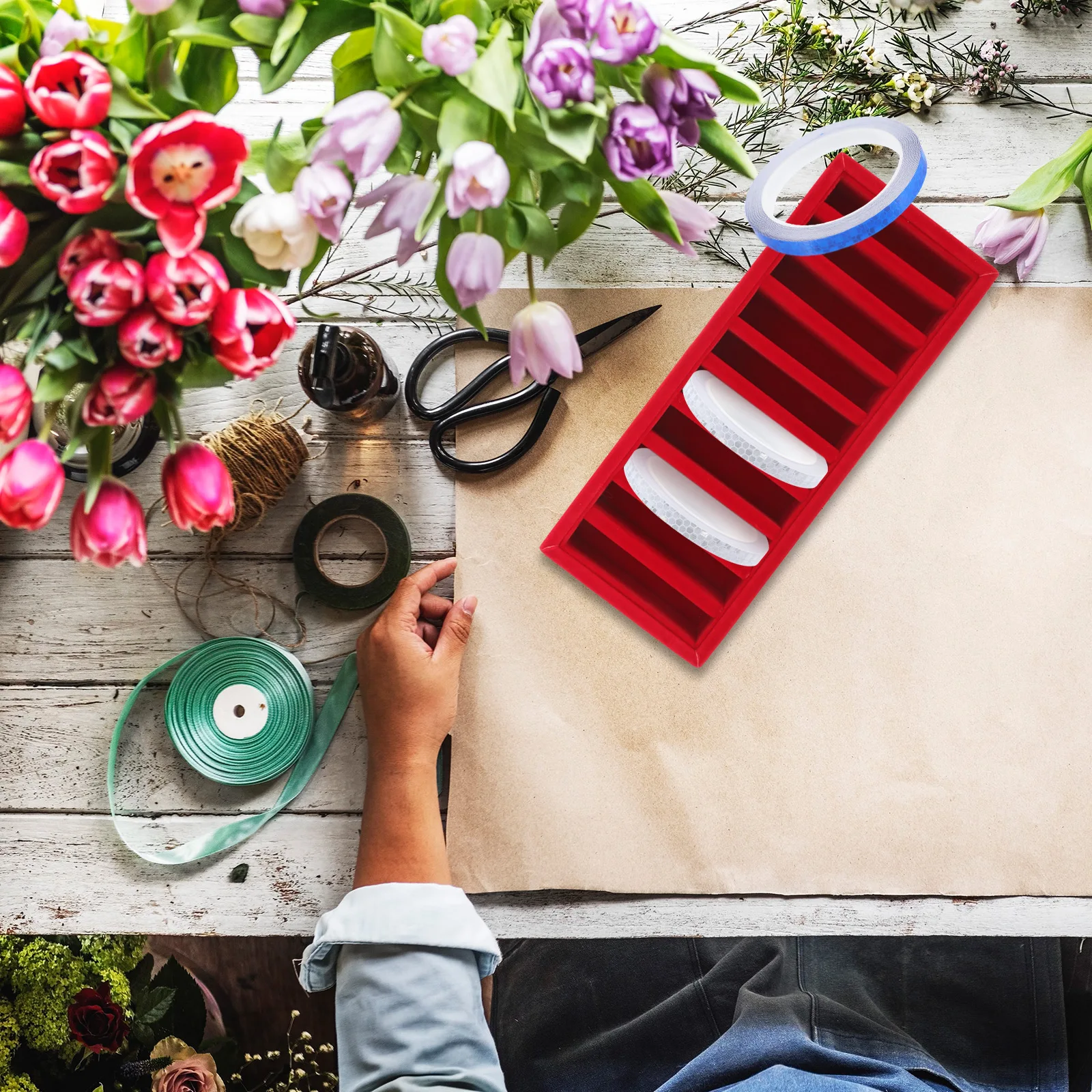 

Gatuida Ribbon Storage Box Headband Stand Holder Organizer Craft Rack Case Bracelet Earrings Density Board Red Manual