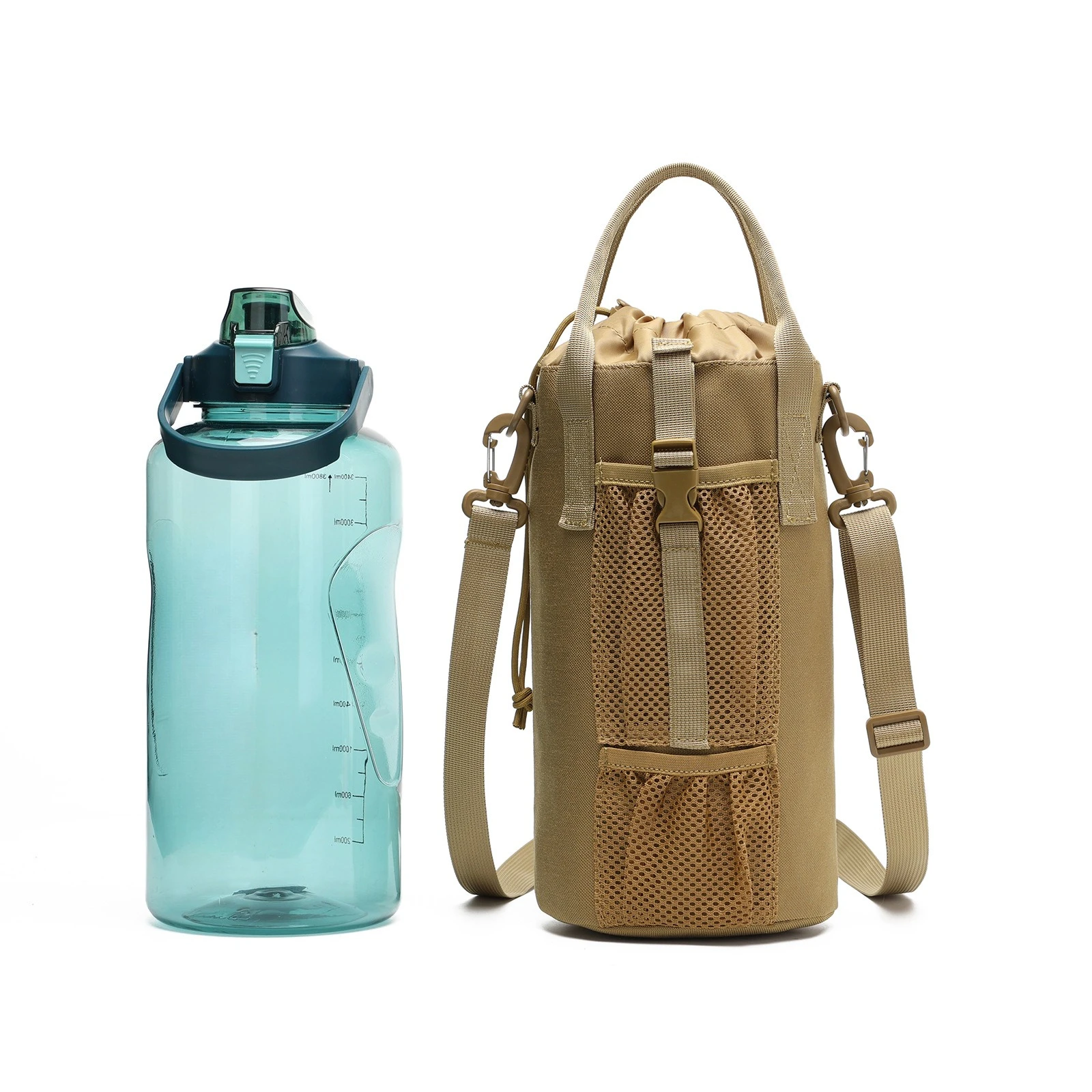 Multifunctional Tactical Oblique Span Large Capacity Water Bottle Cover  Kettle Bag Water Cup Cover Outdoor Sports Below 20L