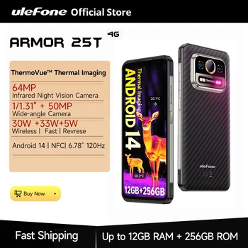 【世界初公開】Ulefone Armor 25T 4G サーマルイメージング 頑丈な携帯電話 Android 14 33W 50MP+64MP NFC 防水スマートフォン グローバル