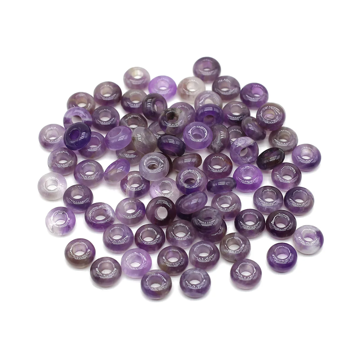 10PCS Natural Semi Precious Stone Reiki Crystal Big Hole Amethysts Abacus Beads for Handmade Package Sale 5x10mm
