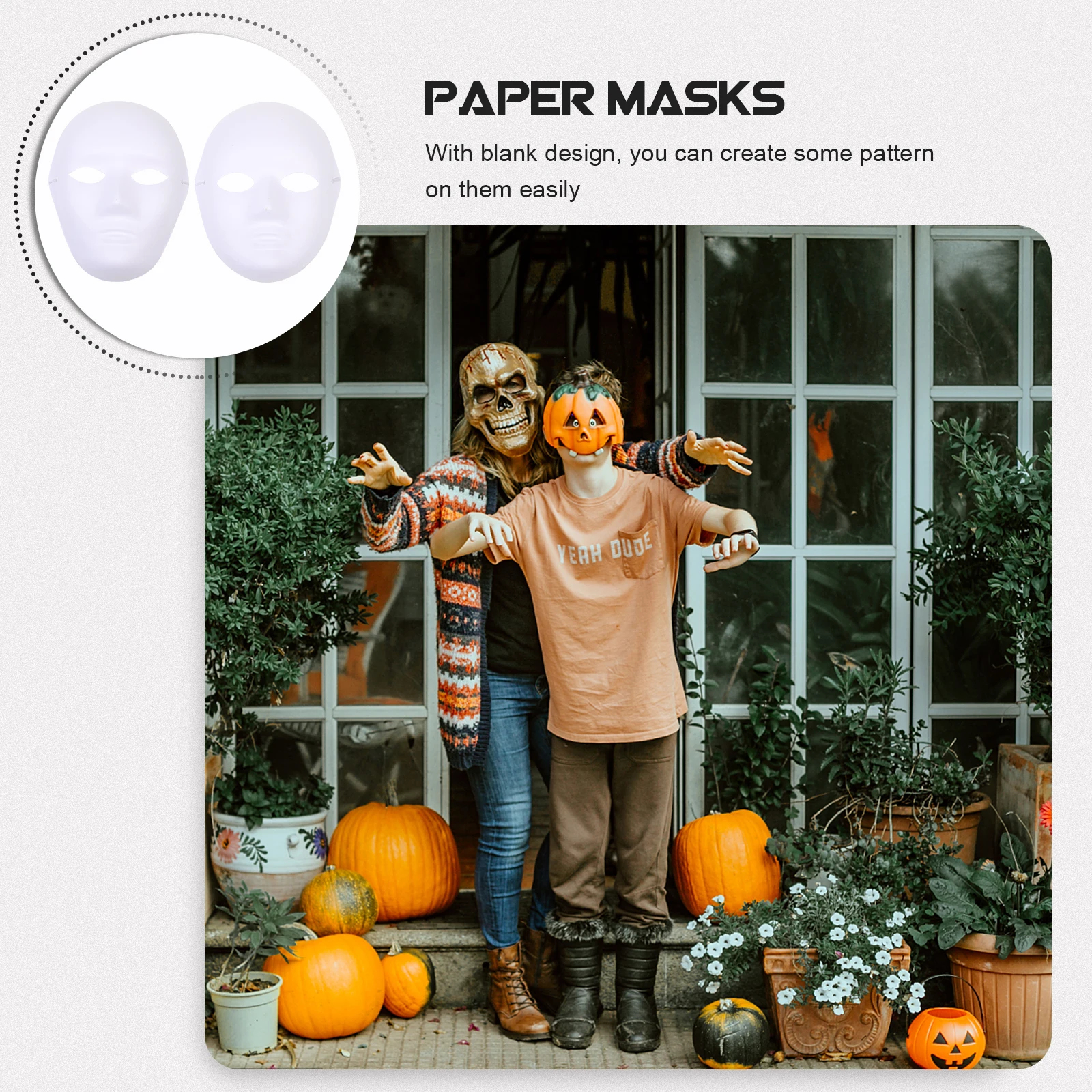 

6pcs Paintable White Paper Mask for Masquerade Party DIY Props Suitable for Dance Festival Performance School Activity