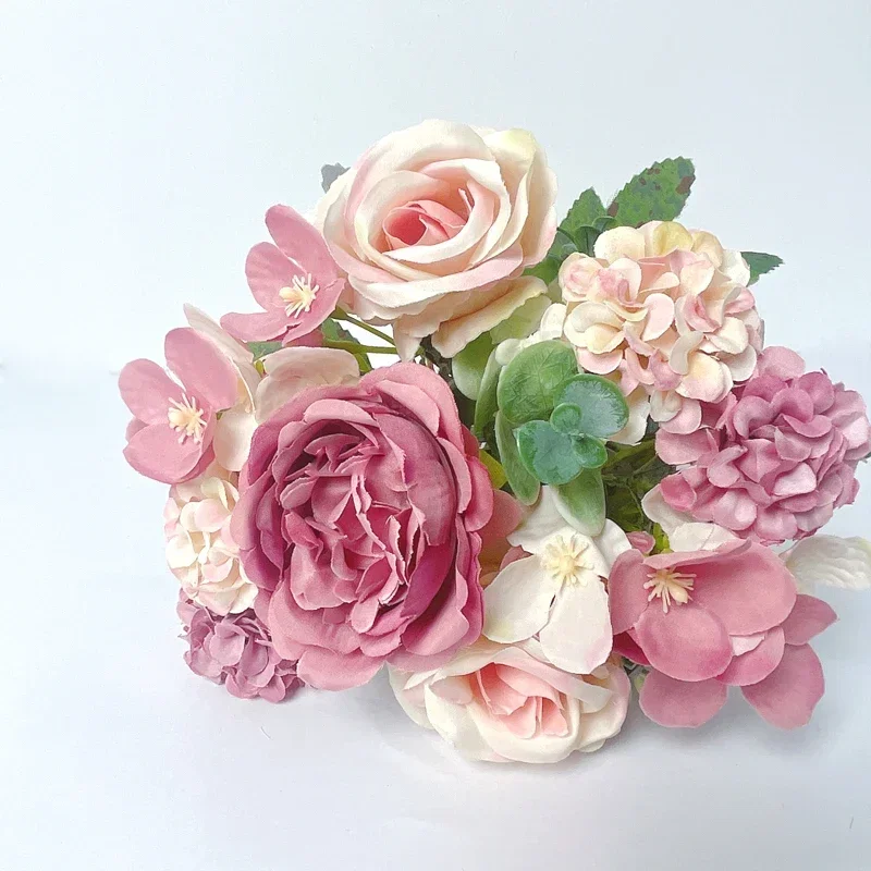 7 ヘッド高品質牡丹造花シルク牡丹ブーケローズアジサイ家の装飾結婚式の花嫁偽植物