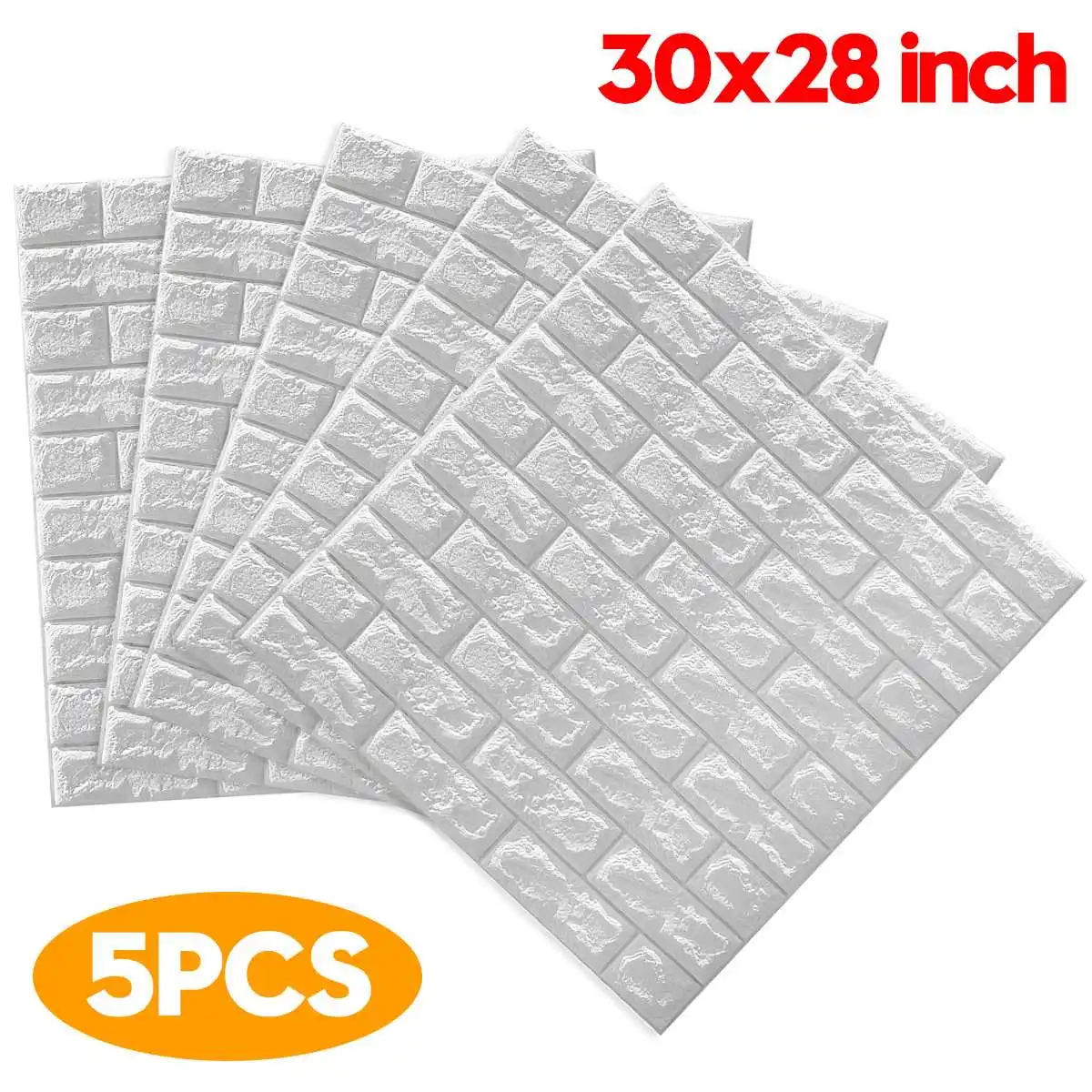 5Pcs 70*77cm 3D Wall Sticker Panels Brick Self Adhesive Wallpaper Kitchen Bedroom Decor Living Room Home House Decoration TV