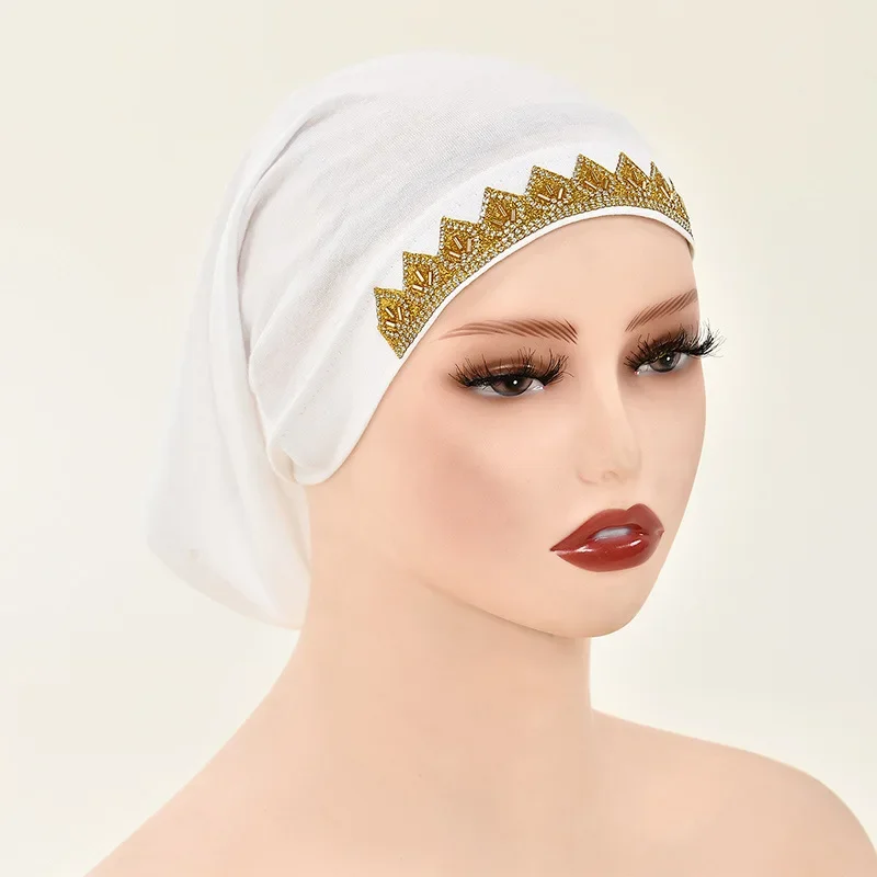 

Newest Plain Leaf Diamond Undercap Jersey Cotton Inner Hijab Tube Cap Instant Hijabs Elastic Bonnet Beanies Muslim Inner Hat