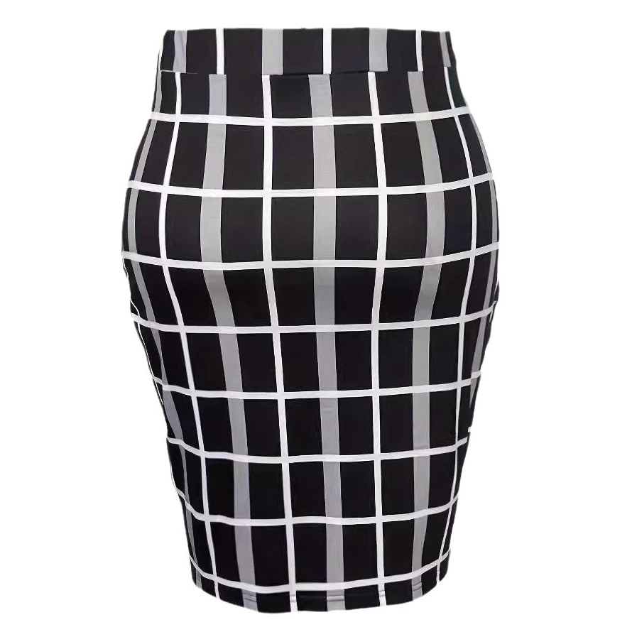 Women's Elegant Dress 2024 Autumn Winter Latest Pattern Printed Irregular Temperament Half Length Skirt Checkered Hip Wrap Skirt