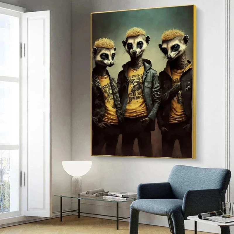 Funny Animal with Glasses Poster Print Canvas Painting Giraffe Panda Monkey Wall Art Picture Living Room Home Decoration