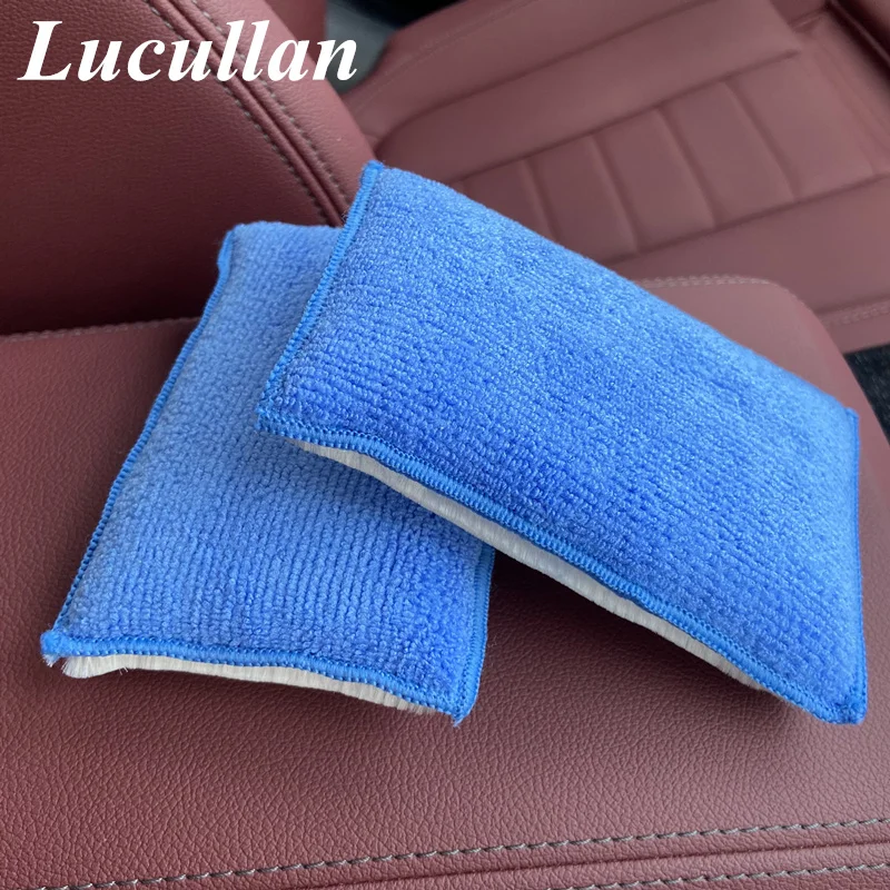 Lucullan Double Side Use Leather,Plastic,Vinyl and Upholstery Cleaning Applicators Car Detailing Interior Scrubbing Sponge