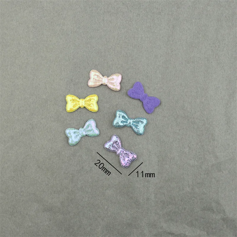 100 pz 20mm Glitter flanella Bowknots patch Appliques giocattoli fai da te vestiti materiali fatti a mano accessori per capelli fiocchi ornamenti