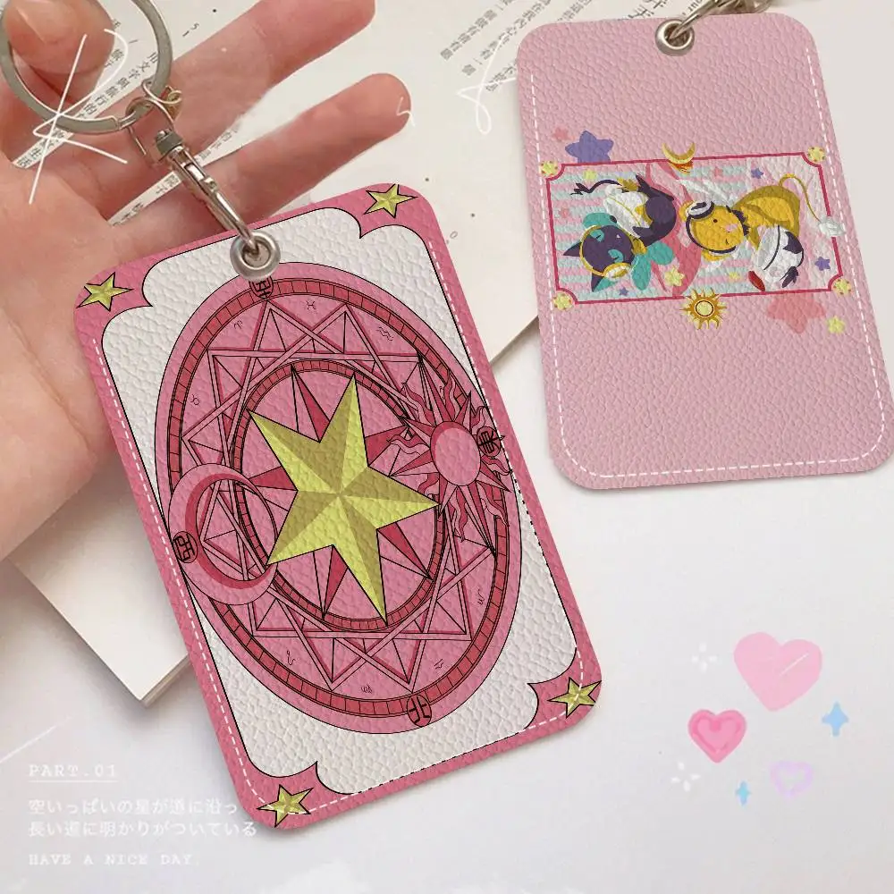 C-Cardcaptor Sakura PU Soft Leather Rectangular Key Card Holder Induction Elevator Protection Cover Youth Faion Accory