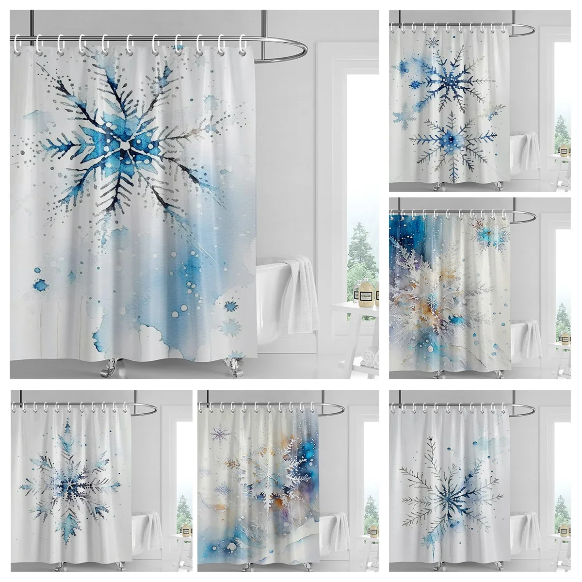 Home decoration shower curtains for bathroom waterproof curtain fabric Modern Nordic style Living Room Merry Christmas winter